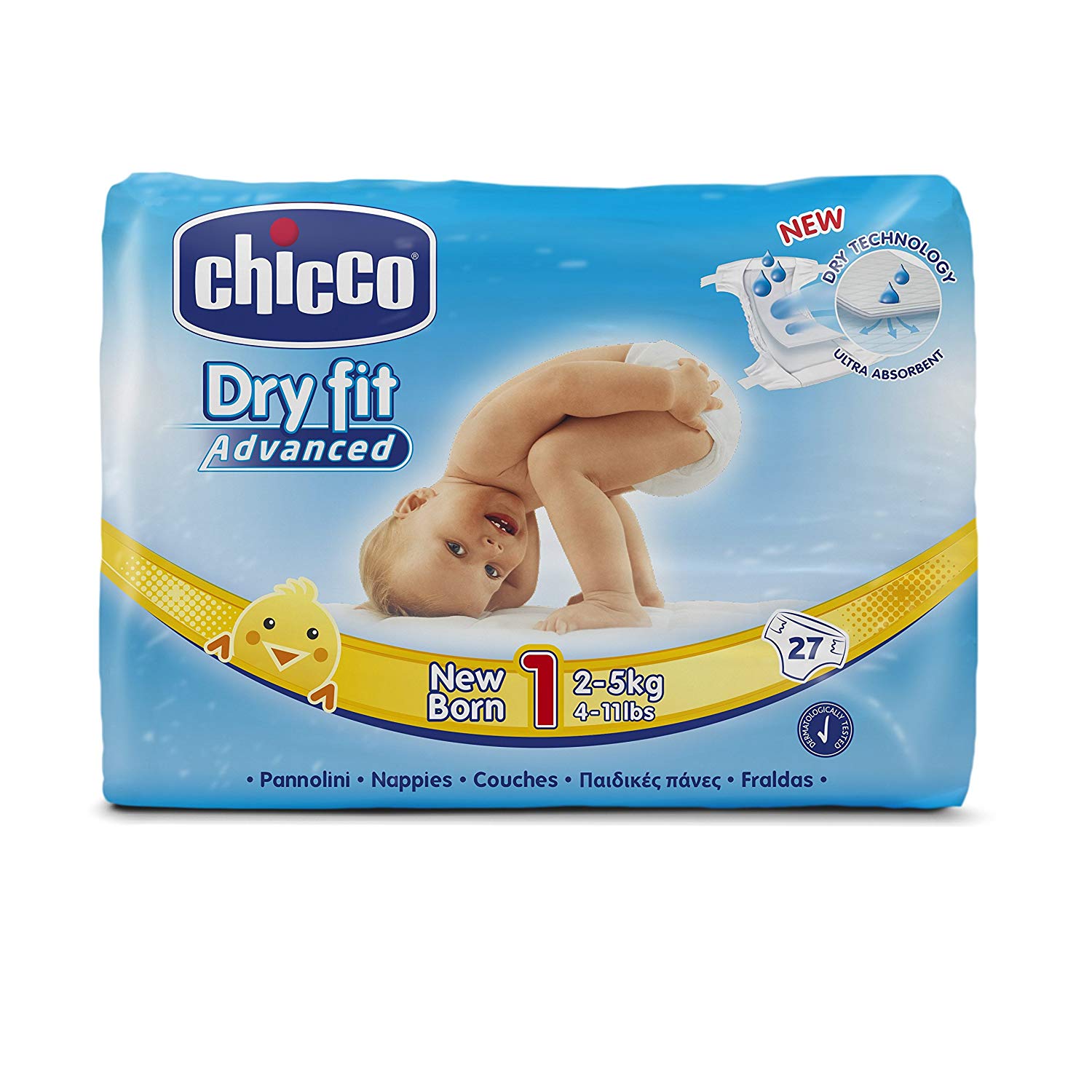 CHICCO Couches Dry Fit New Born T1 (2-5kg) 27 unités